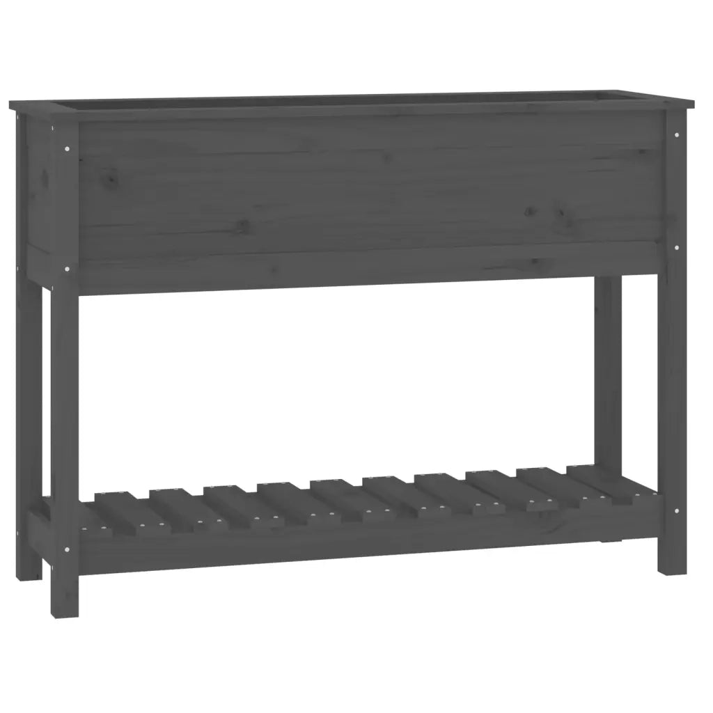 Fioriera con Mensola Grigia 111,5x34,5x81cm Legno Massello Pino 823768