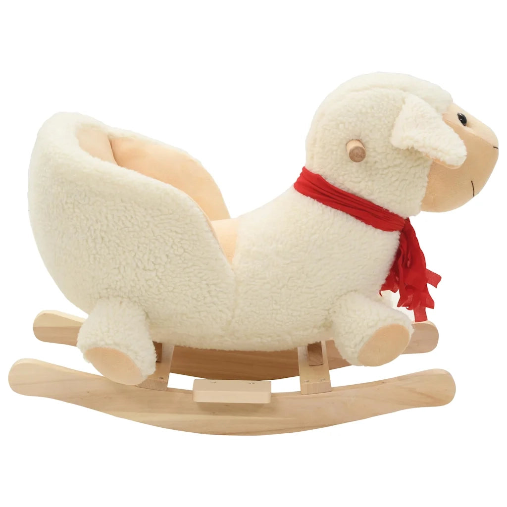 Pecora a Dondolo con Schienale in Peluche 60x32x50cm Bianco 80224