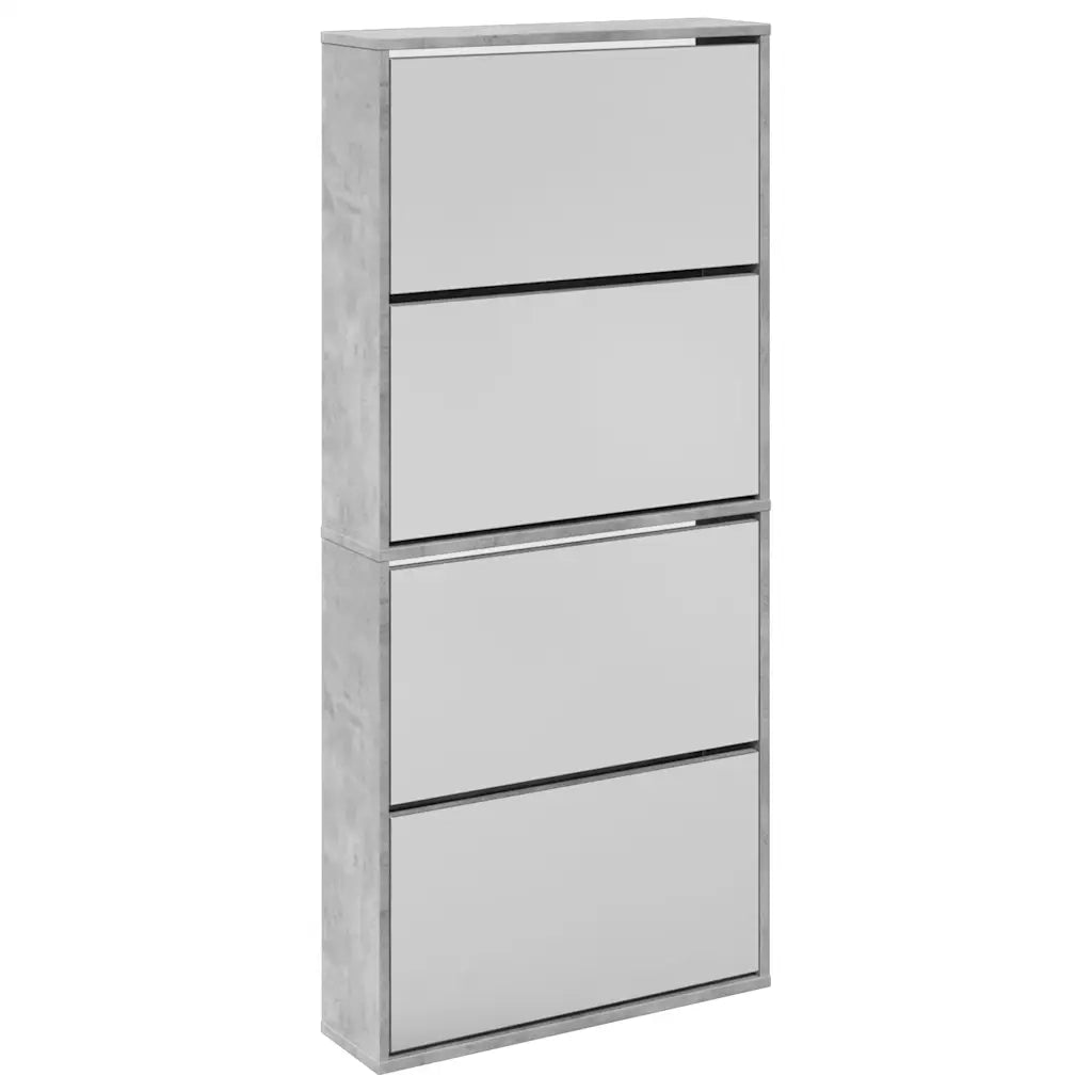 Scarpiera con Specchio a 4 Livelli Grigio Cemento 63x17x134 cmcod mxl 110539