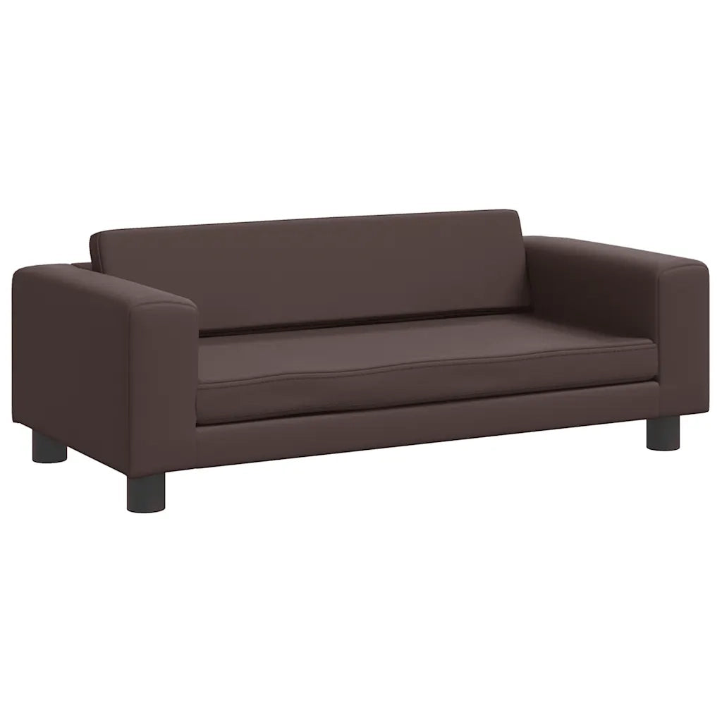 Divano Bambini con Poggiapiedi-Sofa-Divanetto Bambini Marrone 100x50x30 cm Similpelle