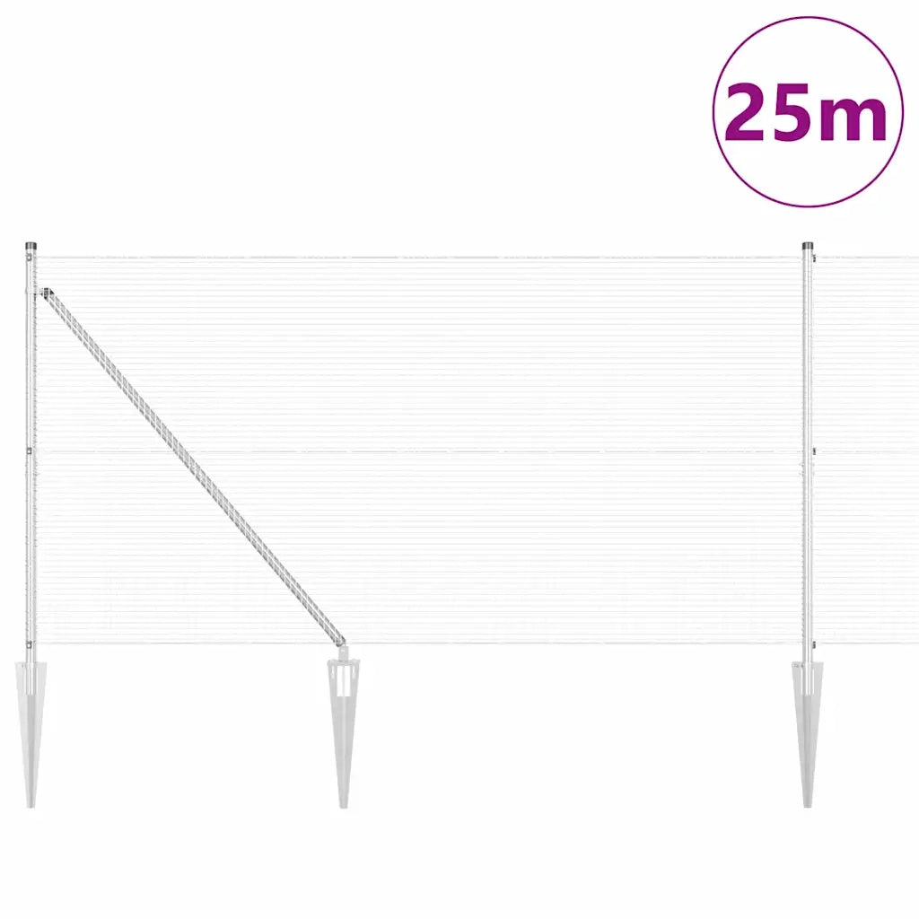 Palo della recinzione Argento 25 x 1,4 m (rete 16 x 16 mm)