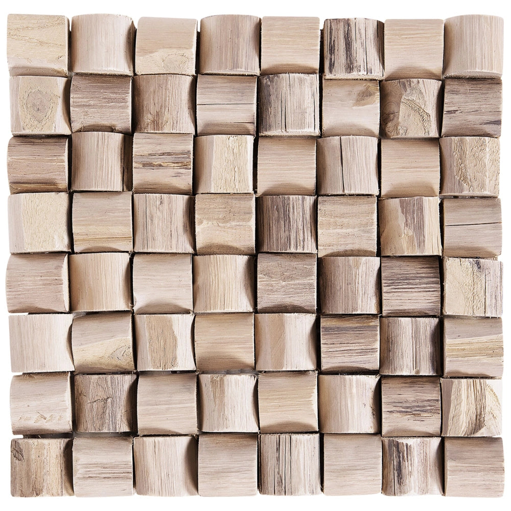 Comodino decorativo in marrone chiaro di Teak 32 x 32 x 43 cm poggiapiedi stile rustico