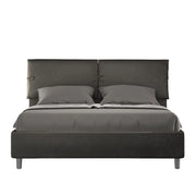 Letto Matrimoniale 160x190 cm con Rete e Contenitore con Testata e Alzata Comoda Imbottito in Microfibra Sleeper Grigio