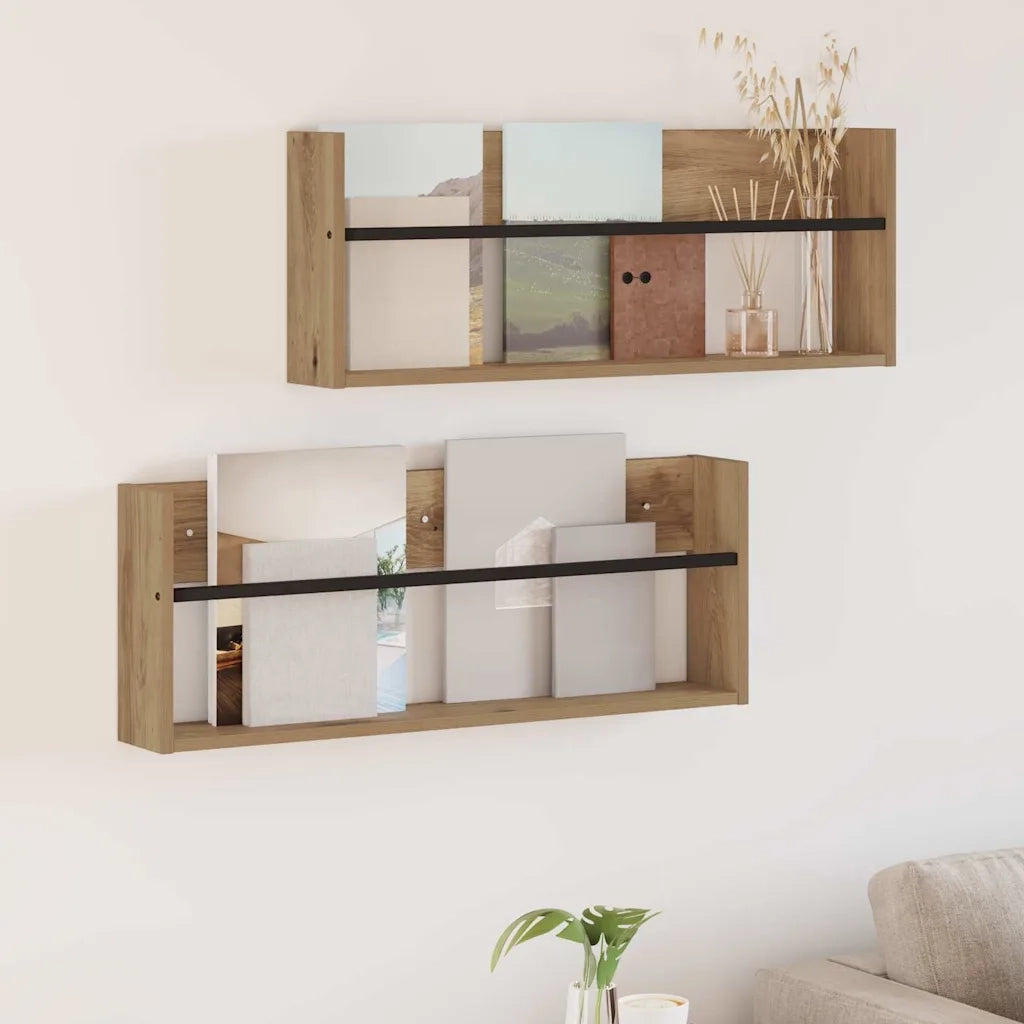Scaffale per riviste 2 pz Rovere artigianale 80 x 12 x 30 cm CFW5143172