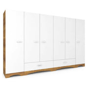Armadio Camera da Letto Madruzzo, Guardaroba Grande 10 Ripiani, 243x181h cm Bianco