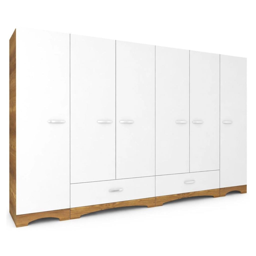 Armadio Camera da Letto Madruzzo, Guardaroba Grande 10 Ripiani, 243x181h cm Bianco