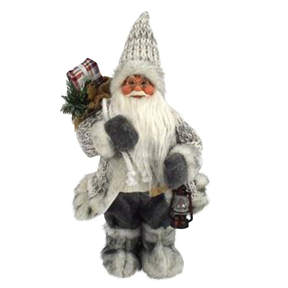 Trade Shop - Babbo Natale Nordico 30 Cm Con Vestiti In Lana E Peluche Decorazioni Natalizie -