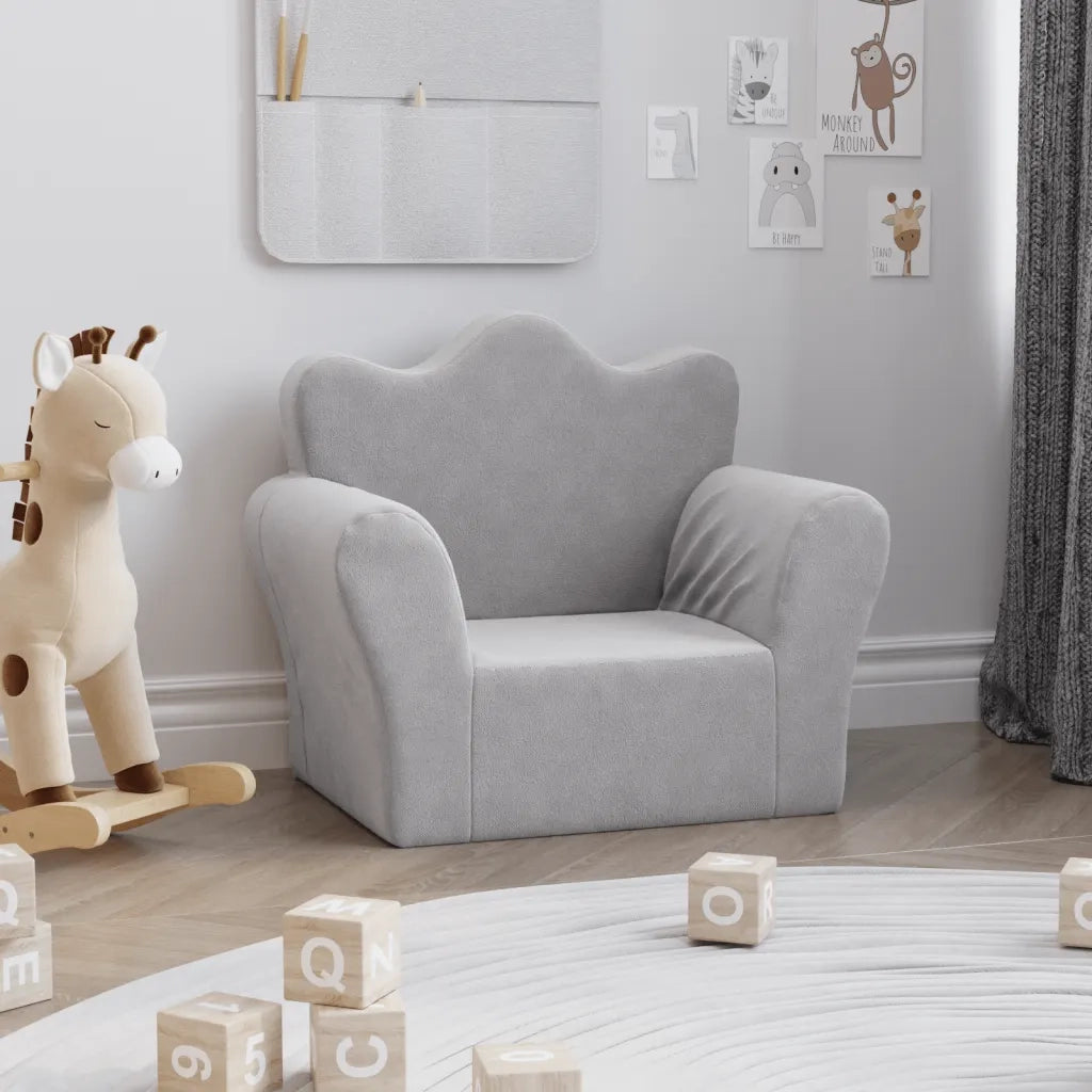 Divano | Divano da soggiorno | Sofa per Bambini Grigio Chiaro in Morbido Peluche
