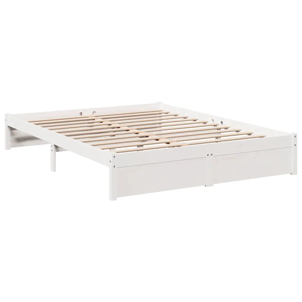 Letto Libreria senza Materasso-Struttura Letto con contenitore Bianco 140x190 cm Legno di Pino 982599