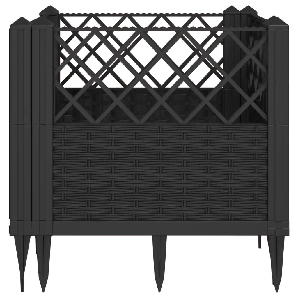 Fioriera da Giardino con Picchetti Nera 43,5x43,5x43,5 cm PP