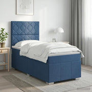 Letto Box Spring LED con Materasso Blu 90 x 200 cm Tessuto 3455527