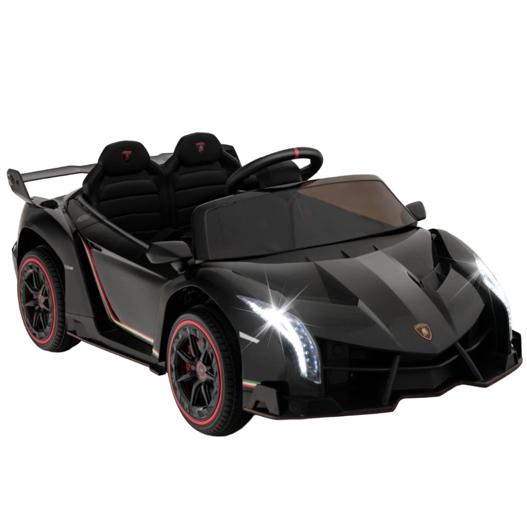 Auto sportiva elettrica per bambini con licenza lamborghini 4WD telecomando 2,4g luci LED, Giocattolo elettrico Nero-Macchinine giocattoli
