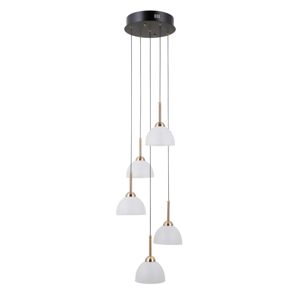 Lampadario MONTIELA tondo nero-oro cupole satinate LED 25W Italux