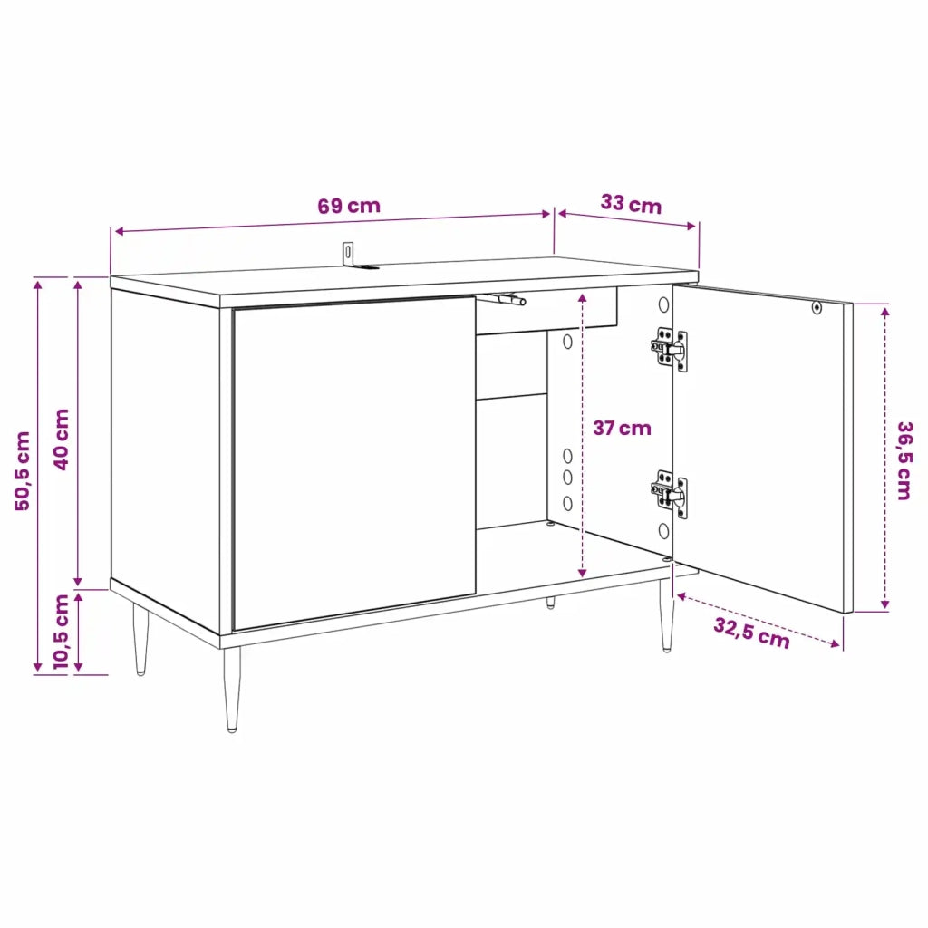 Mobile TV BORNE 69 x 33 x 50,5 cm Rovere Nero 8007016