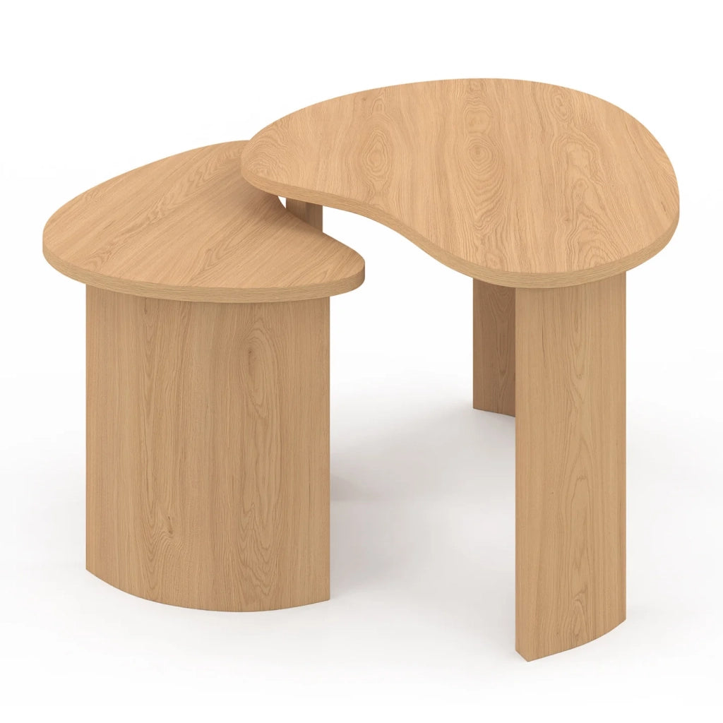 IDMarket - Set di 2 tavolini nidificanti COLINE 70/50 in legno effetto faggio