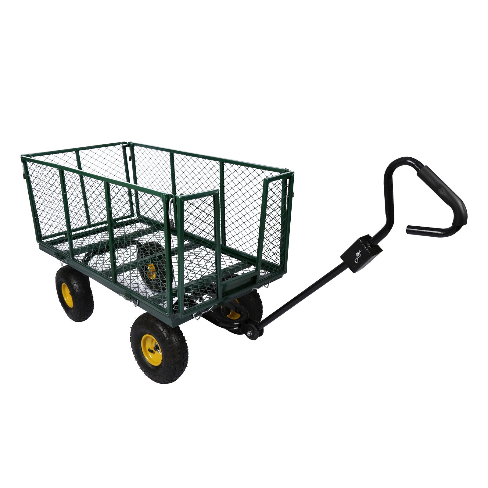 Carrello da trasporto con sponde ribaltabili max 550 kg, incl.telone, per giardino campagna