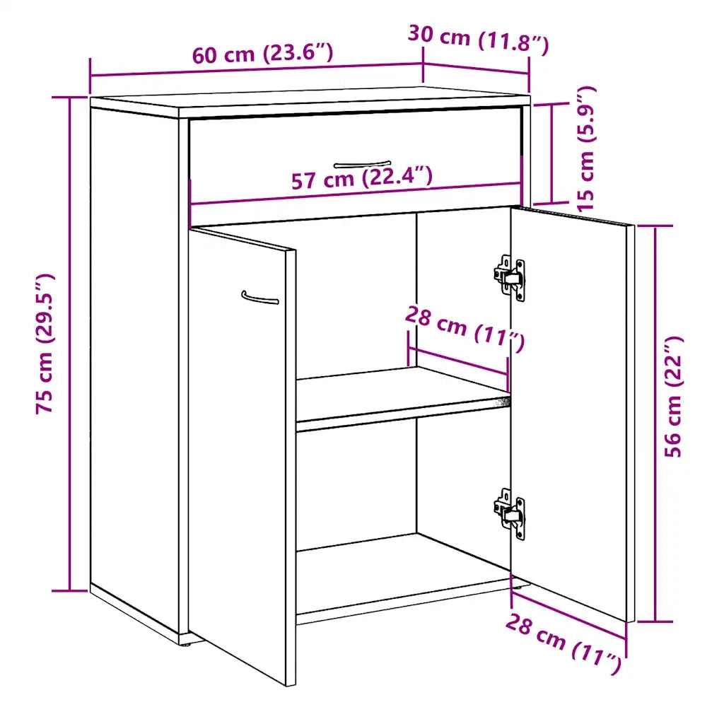 Credenza Rovere Artigianale 60x30x75 cm in Legno Multistrato 855897