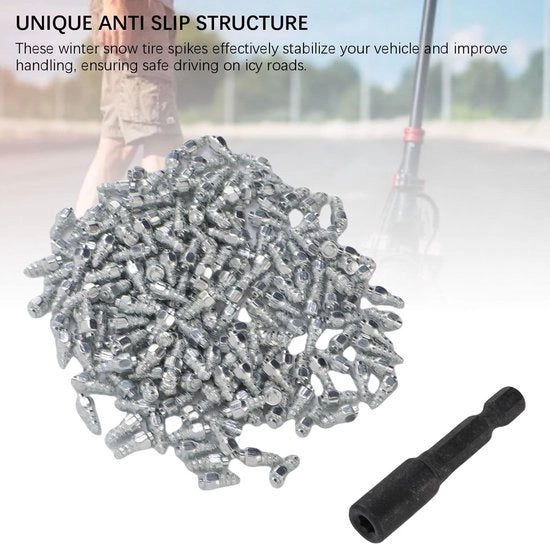 Antislip Spiegeleisen 100 Stuks - Spiegeleisen in Rostfreiem Stahl - Incluso Strumenti di Installazione - Duraturo - Adatto per Gomme Invernali - Attacco per Gomme