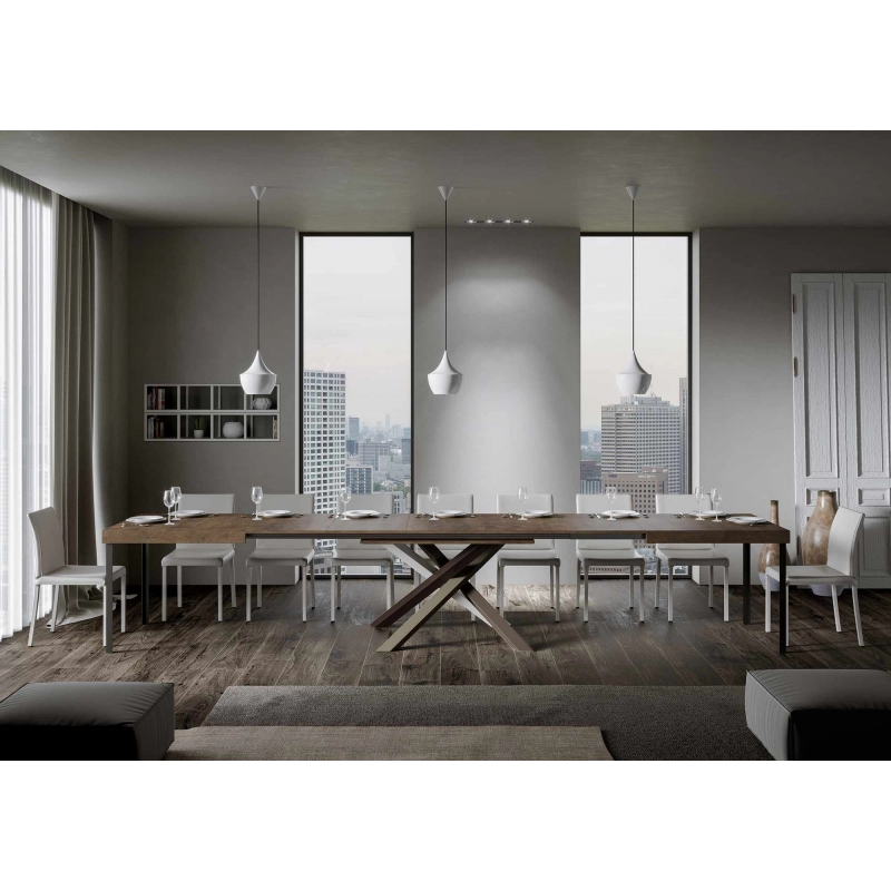 Tavolo allungabile 90x180/440 cm Volantis telaio gambe 4 colori (C) - Noce
