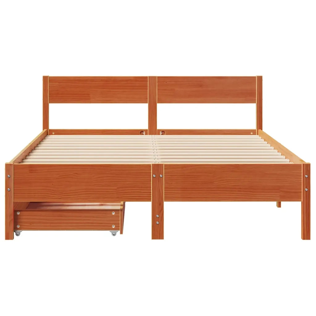 Letto senza Materasso Marrone Cera 135x190 cm in Legno di Pino 3301766