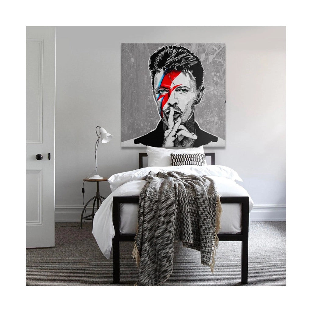 Stampa su tela David Bowie Quadro Canvas su telaio in legno Misura: 100x100 cm