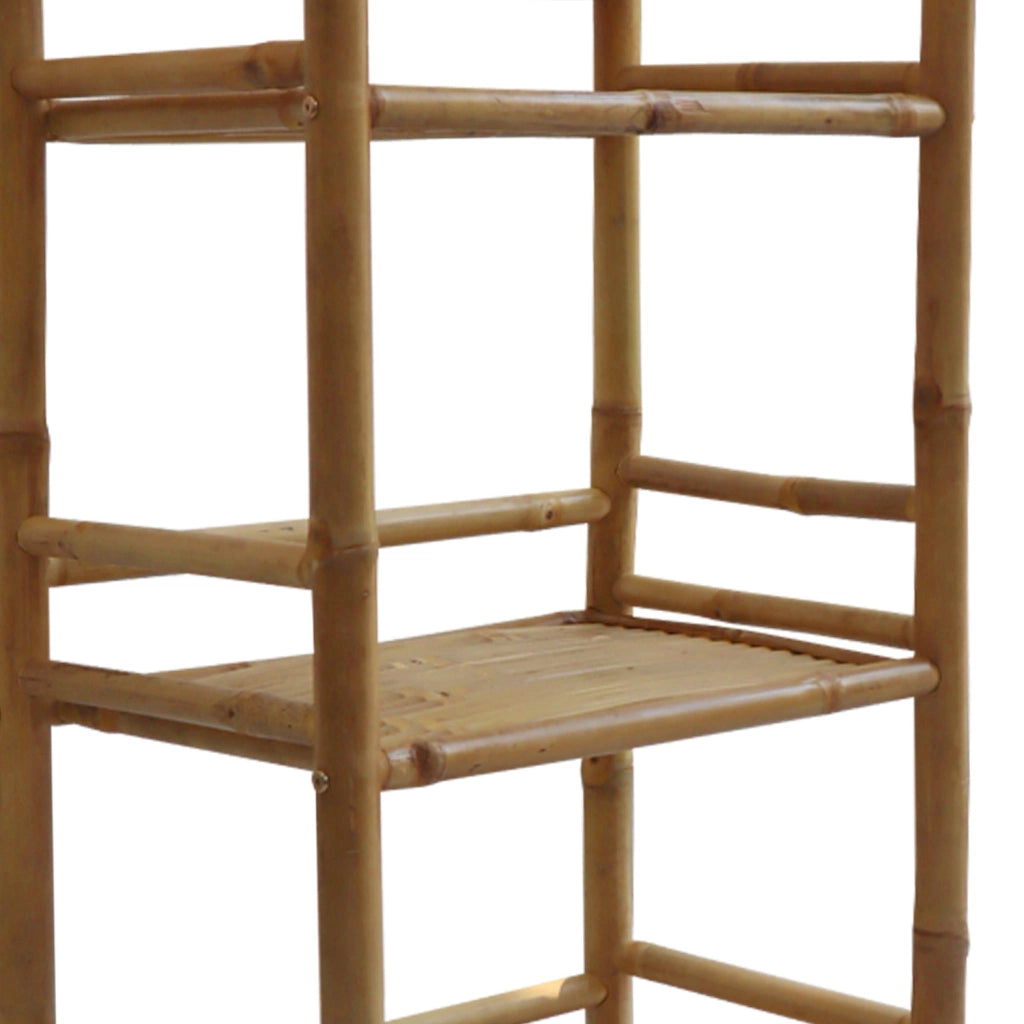 Libreria in bambù a 4 livelli, 144cm, marrone naturale