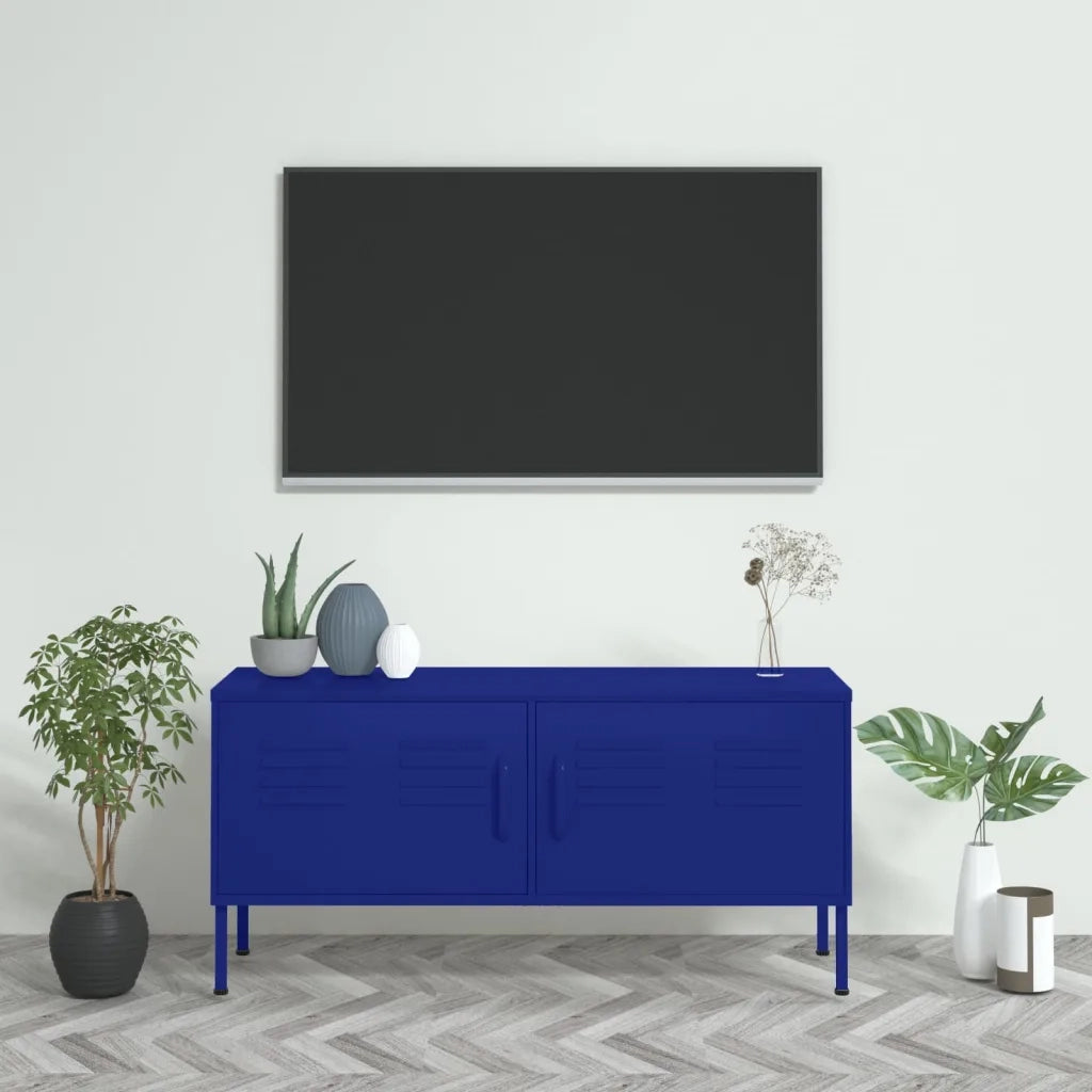 Mobile TV | Armadietto TV | Mobile Porta TV Blu Marino 105x35x50 cm in Acciaio