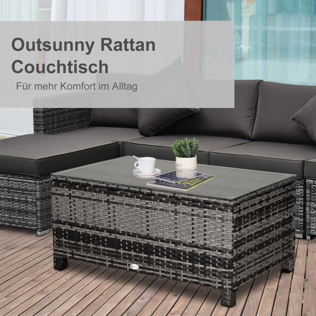 Tavolino da giardino ¨C zephmum ¨C Polyrattan grigio 85x50x39 cm