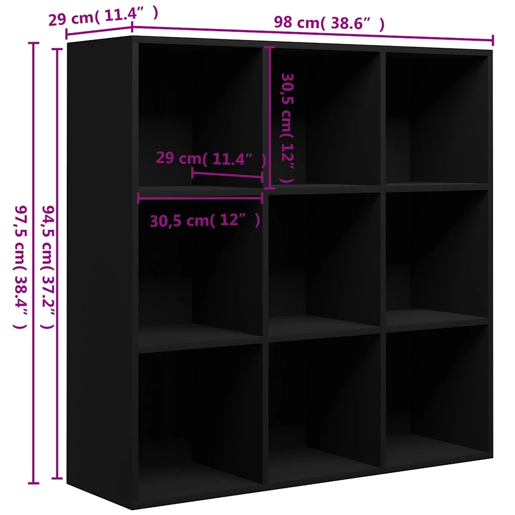 Libreria Nera 98x29x97,5 cm in Legno Multistrato 801126