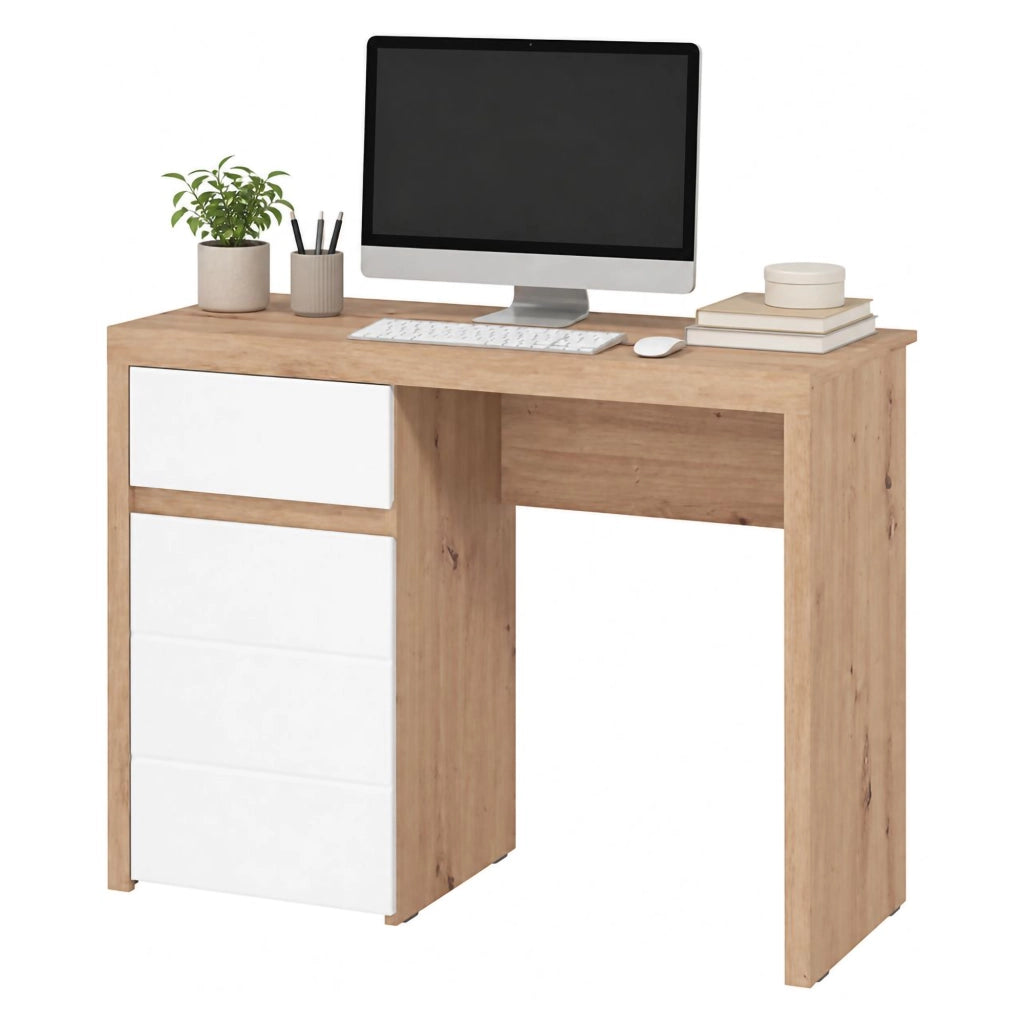 Anholt, Scrivania un Cassetto, 98x47x74h cm Marrone Rovere Nodi