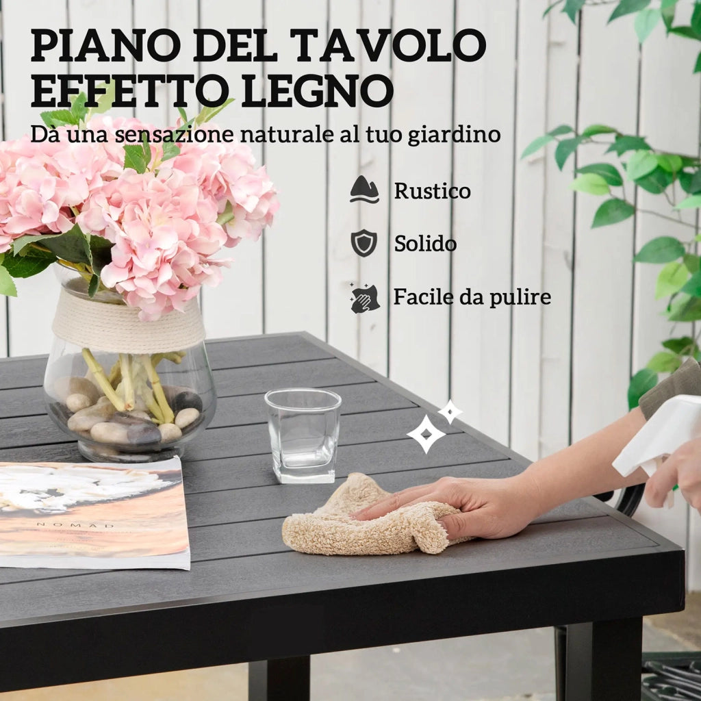 Tavolo da Giardino 78x78 cm Tavola da Pranzo Effetto Legno Nero