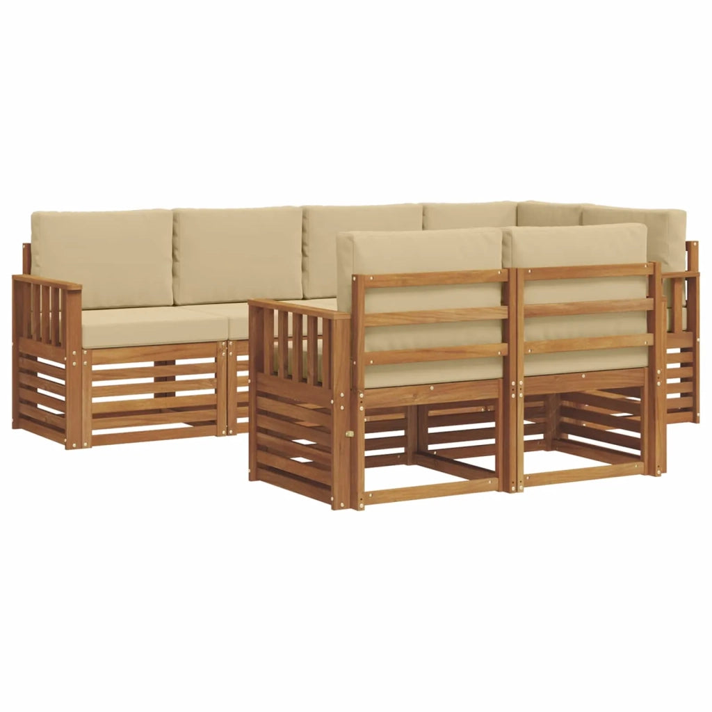 Set divano sezionale con cuscino 7 pcs Naturale e Beige 3374963