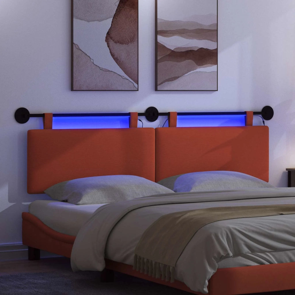 Testiera sospesa Con luce LED Rosso Arancio Tessuto in Cords