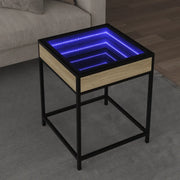 vidaXL Tavolino da Salotto con LED Infinity Rovere Sonoma 40x40x51 cm