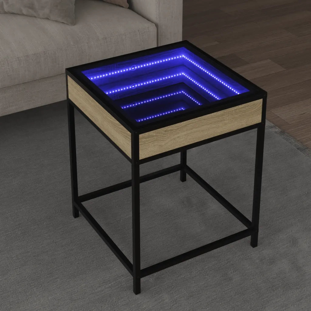 vidaXL Tavolino da Salotto con LED Infinity Rovere Sonoma 40x40x51 cm