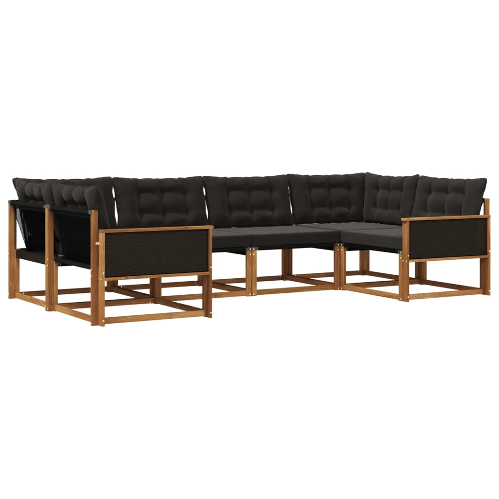 Set di divani da esterno 6 pz Naturale e Nero 3381640