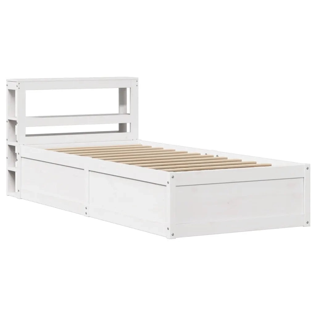 Giroletto con Testiera Bianco 90x200 cm Legno Massello di Pino 3306352