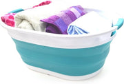 Wasmannino opvolutibile in plastica - contenitore ovale per la spazzatura - contenitore opvolutibile per la conservazione - contenitore per la spazzatura spaziale (blu chiaro), dimensioni: 61 x 45,5 x 27,3 cm