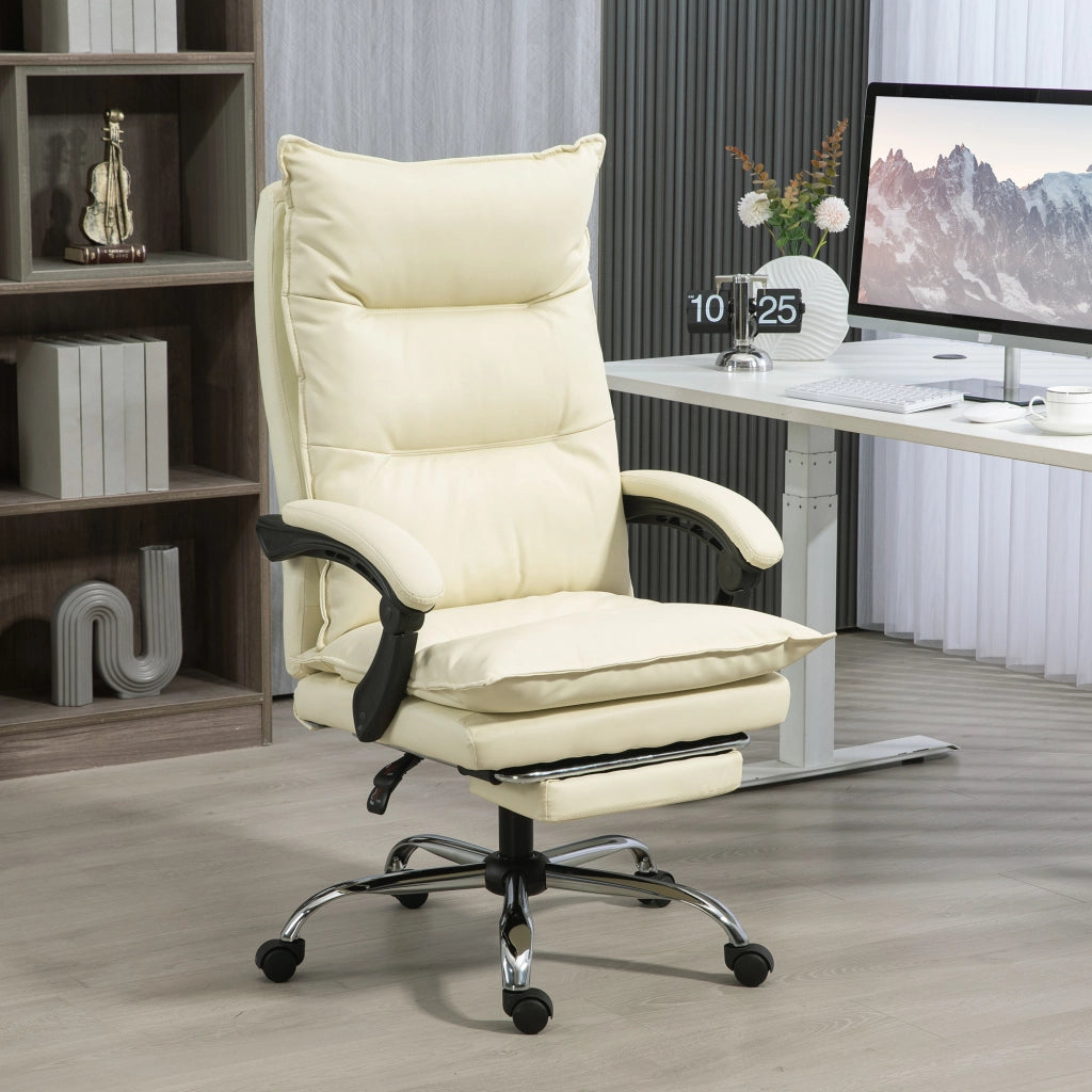 Sedia Ufficio Ergonomica Sedia Scrivania Reclinabile, Poggiapiedi, Beige