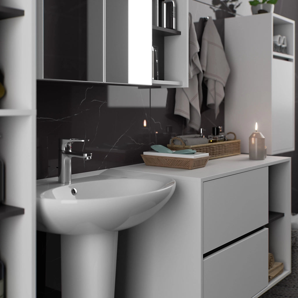 Set di mobili da bagno sospesi VAMI in Bianco con colore interno Grigio Grafite
