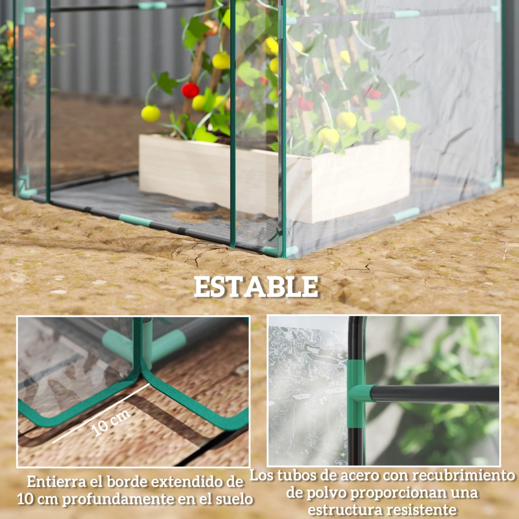 Serra da Giardino con Porta e Base Impermeabile ¨C Xylo ¨C Telaio Acciaio 90x90x105 cm Trasparente