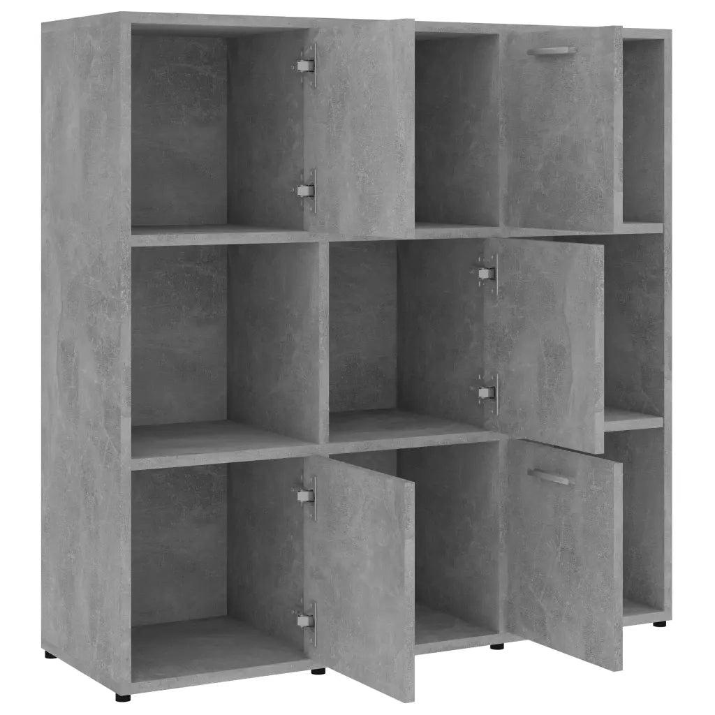 Libreria-Scaffale per Libri-Mobile di Stoccaggio Grigio Cemento 90x30x90 cm in Legno Multistrato
