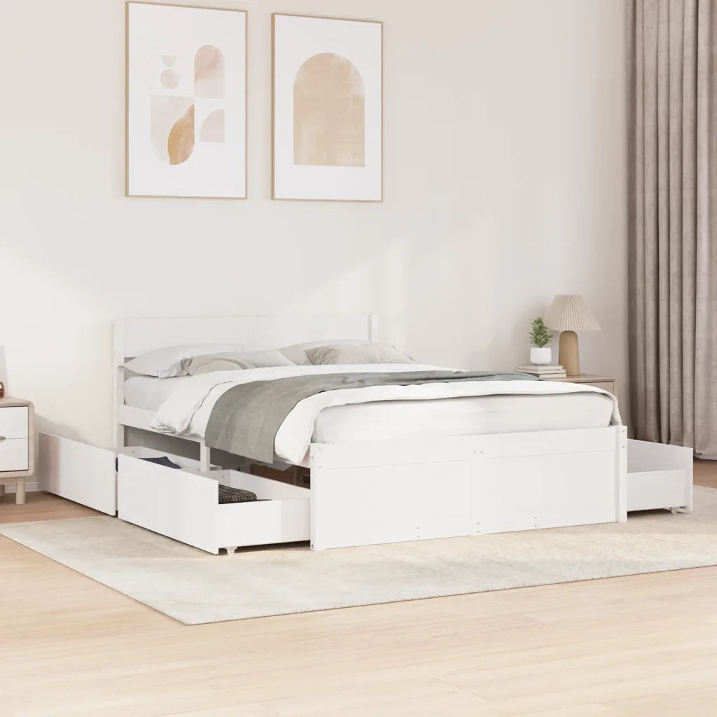 Letto senza Materasso Bianco 120x200 cm Legno Massello di Pino 3282352