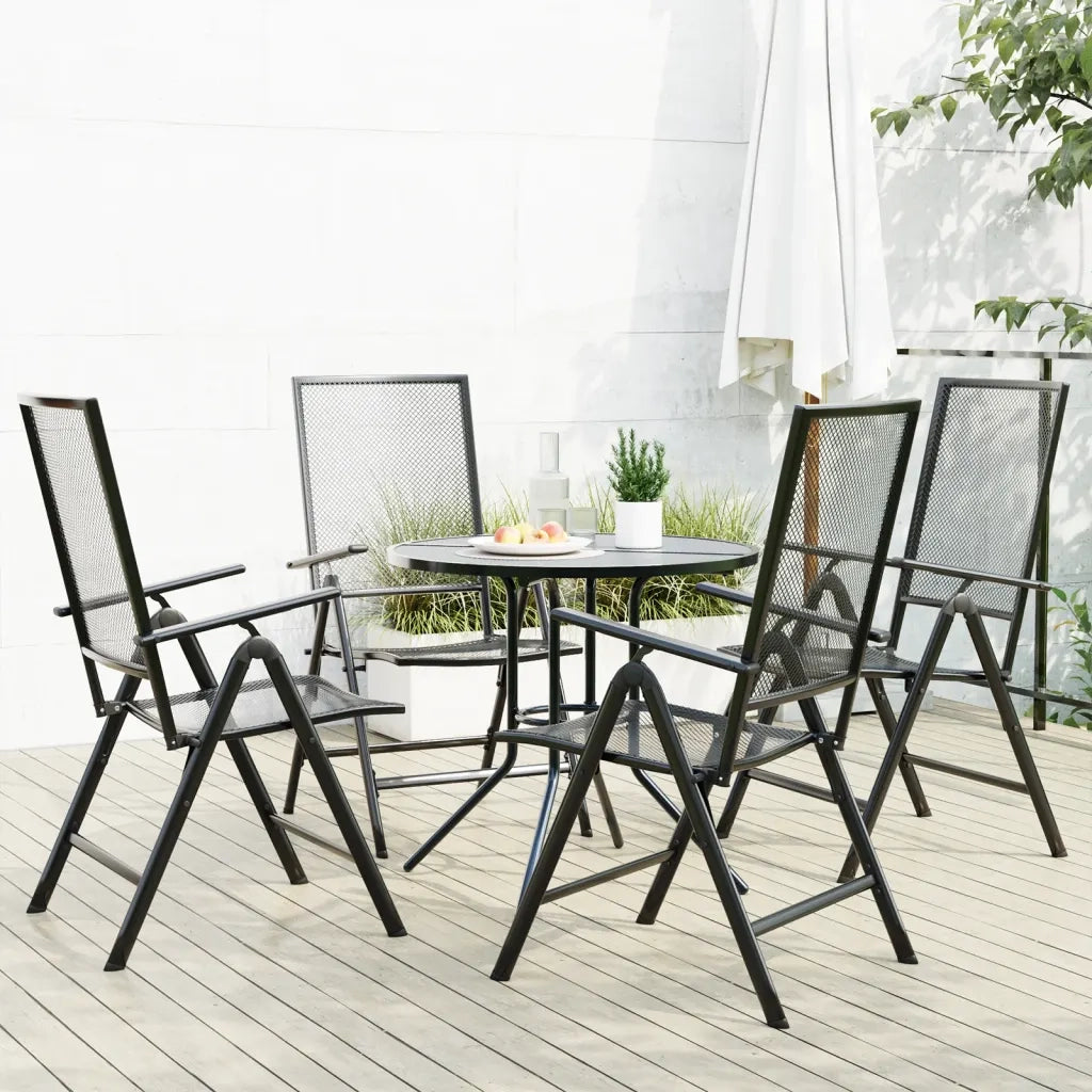 Set Sedie Giardino Reclinabili 5pz Antracite Acciaio Verniciato 3283761