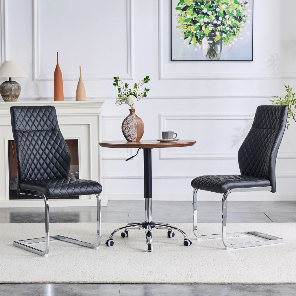 SEDIA da pranzo set 2 pezzi schienale alto 100 cm in PU nero e metallo argento
