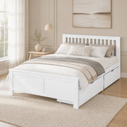 Letto matrimoniale bianco 140 x 200 cm con cassetti contenitori