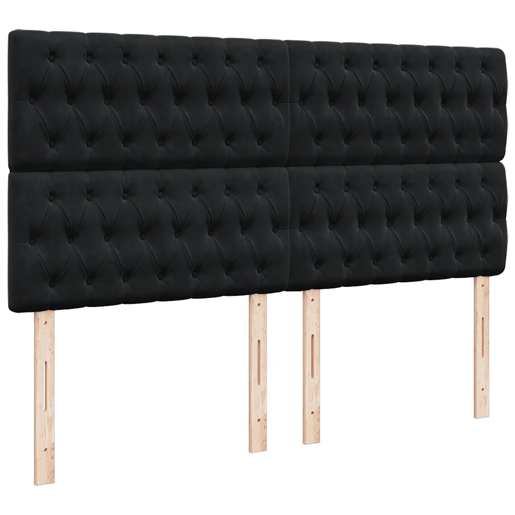 Giroletto a Molle con Materasso Nero 200x200 cm in Velluto 3294738