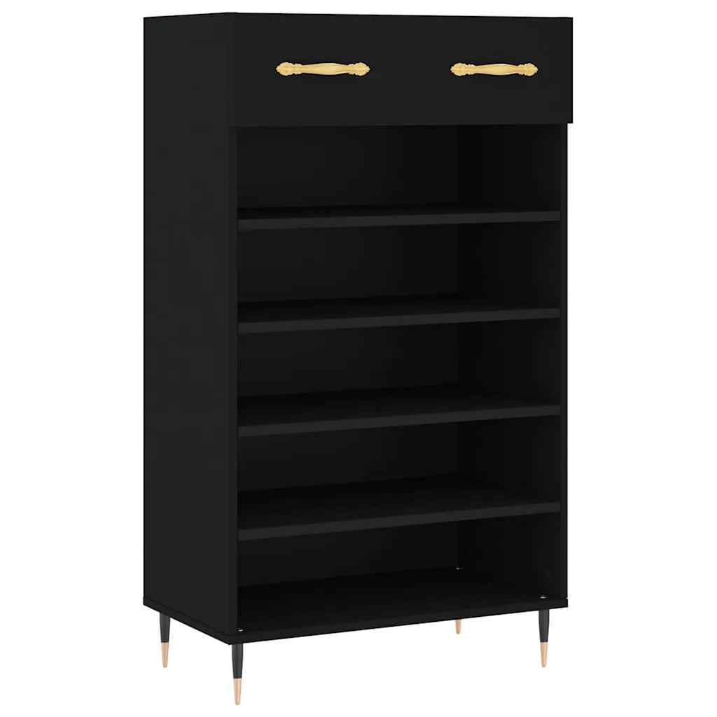 Scarpiera-Scaffale per scarpe Nera 60x35x105 cm in Legno Multistrato 620473