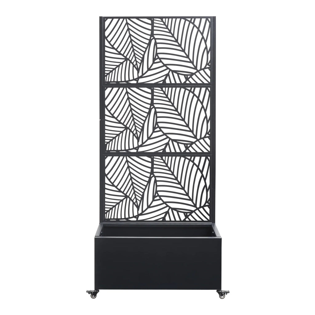 Parete divisoria con fioriera acciaio zincato 190 x 82 x 38 cm nero 03_0009266