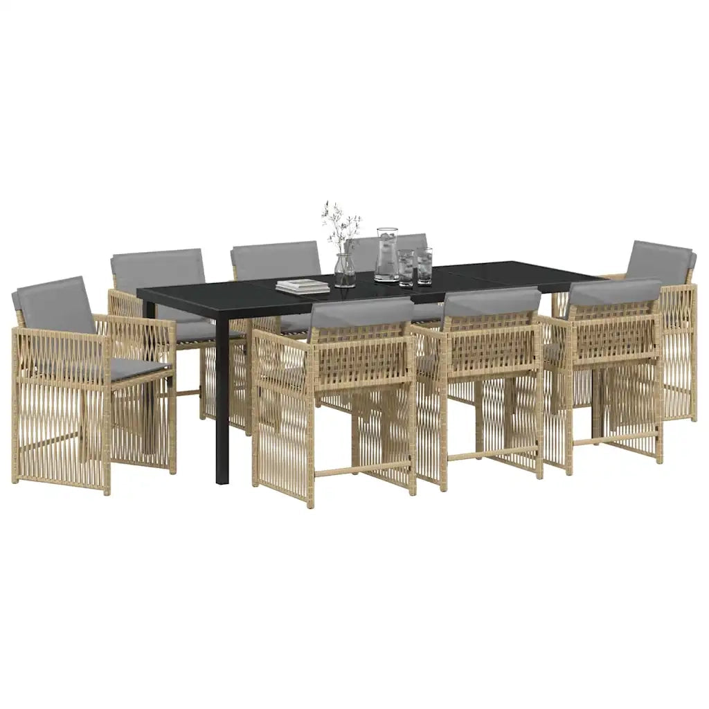 Set da Pranzo per Giardino 9 pcs Beige polyrattan 3380796
